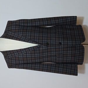 J. Crew Mens Ludlow Windowpane Slim Fit Wool Blazer Jacket Size 38R Plaid